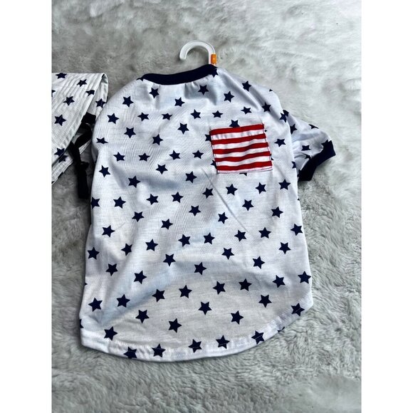 Top Paw tried white & blue tee with hat dog size medium/large - Picture 4 of 6